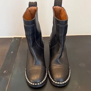 Zadig & Voltaire Studded Black Leather Ankle Boots Sz 36 Like new